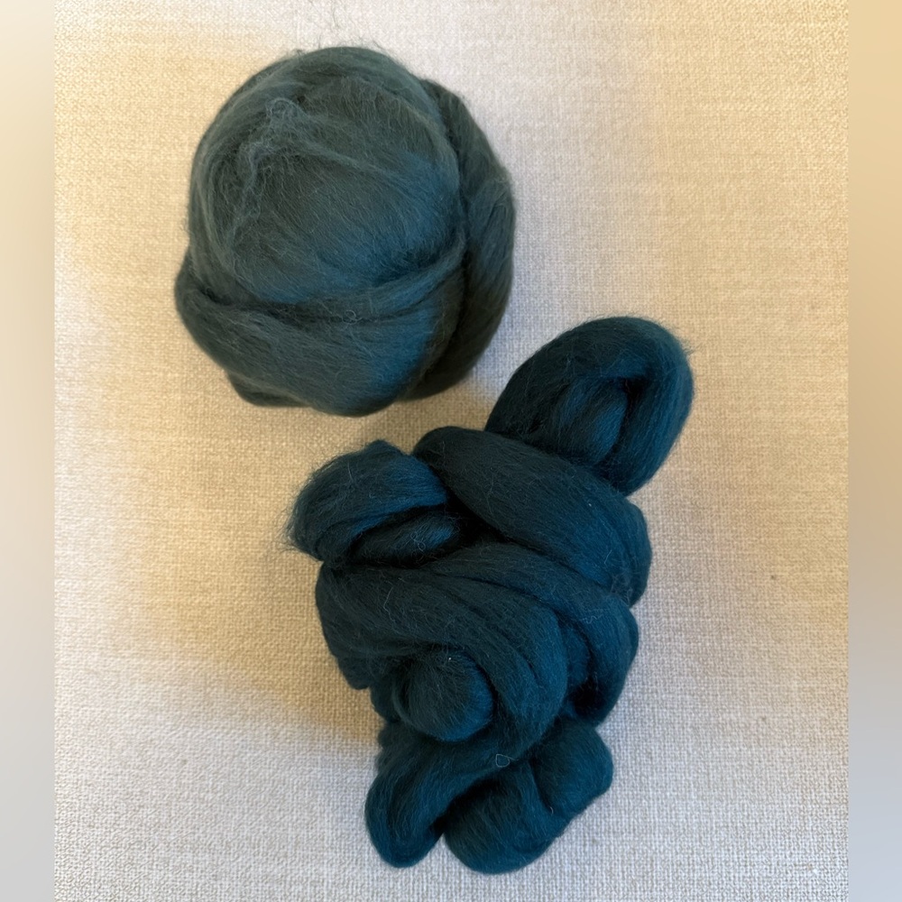 Dark Green and Teal Wool Roving
